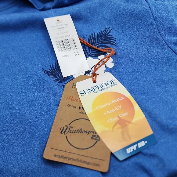 WEATHERPROOF LONG SLEVES RASHGUARD, BLUE, MEDIUM, UPF 50+ - Picture 12 of 12